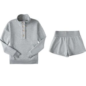Serra 2pc Ladies Quilted Pajama Set, Grey, SZ XL